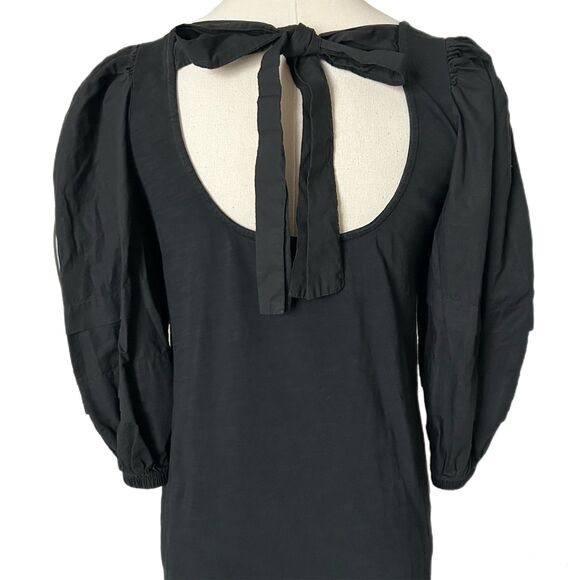 Nation Ltd Calissa Mini Dress Jet in Black Back Bow Puff Sleeves Size XS - Picture 4 of 6